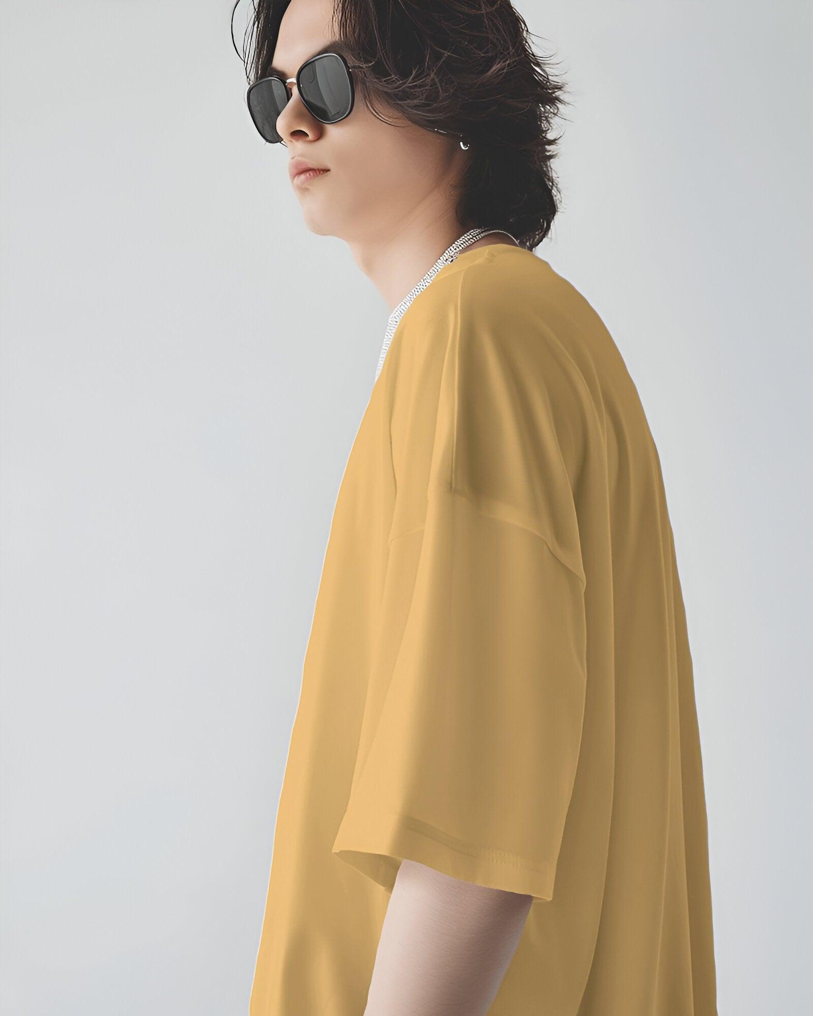 Biege Drop Shoulder Oversize Unisex T-Shirt - The Nova India