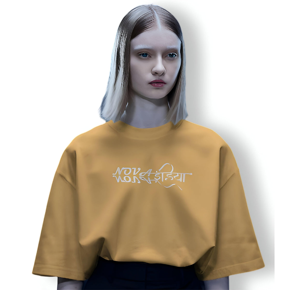 Classic Beige Solid Oversized T-Shirt - The Nova India