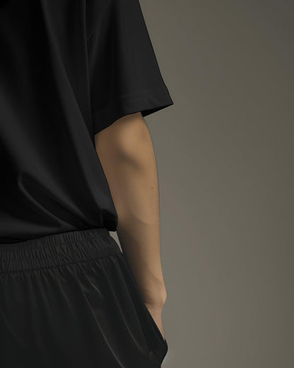 Dark Black Drop Shoulder Oversize Unisex T-Shirt - The Nova India