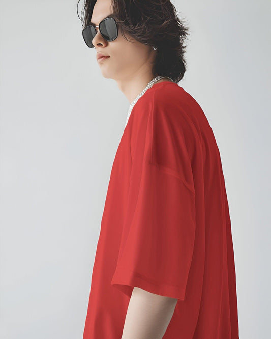 Ferrari Red Drop Shoulder Oversize Unisex T-Shirt - The Nova India
