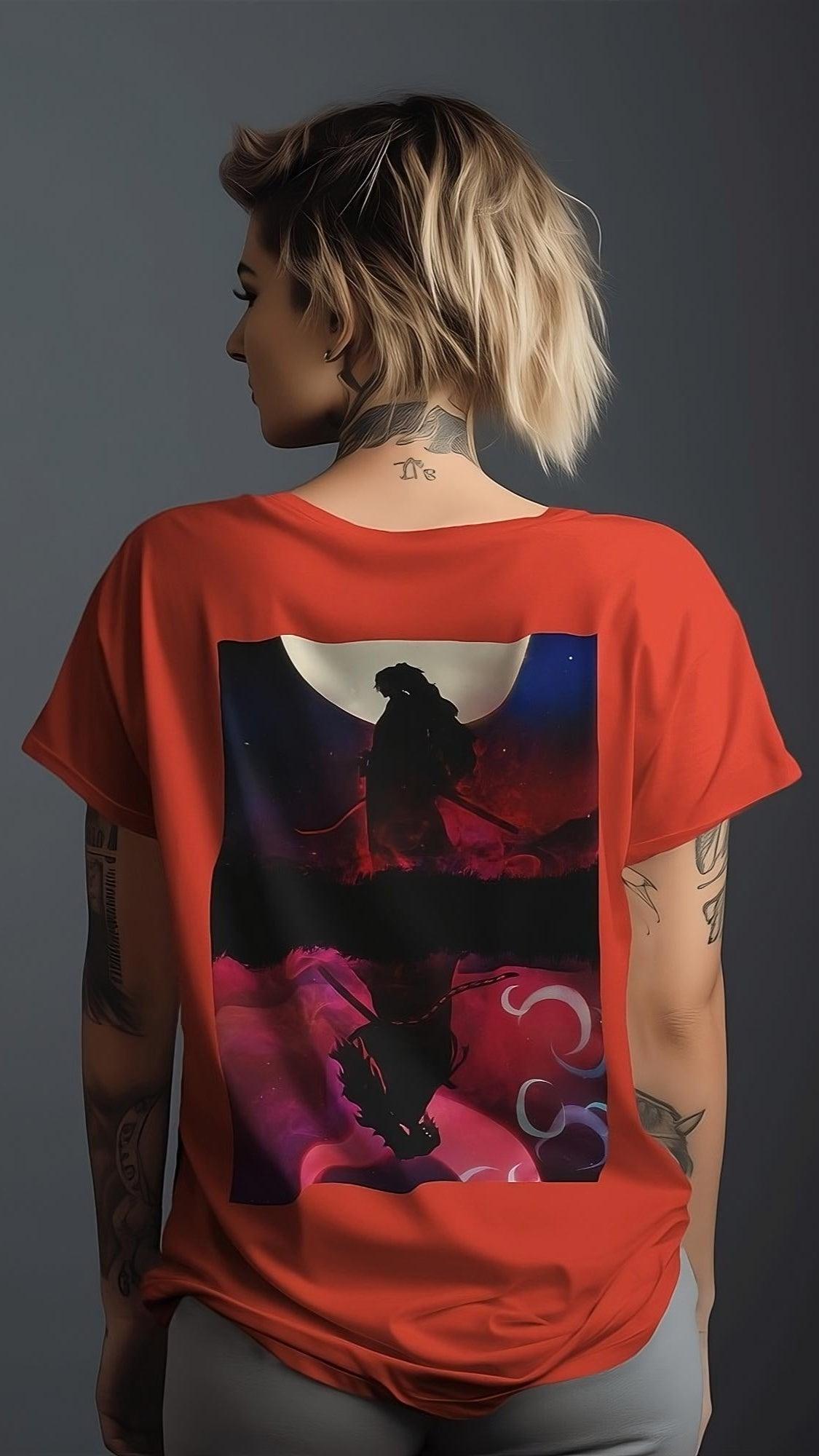 Kokushibo Anime Unisex Oversize T-shirt in Ferrari Red - The Nova India