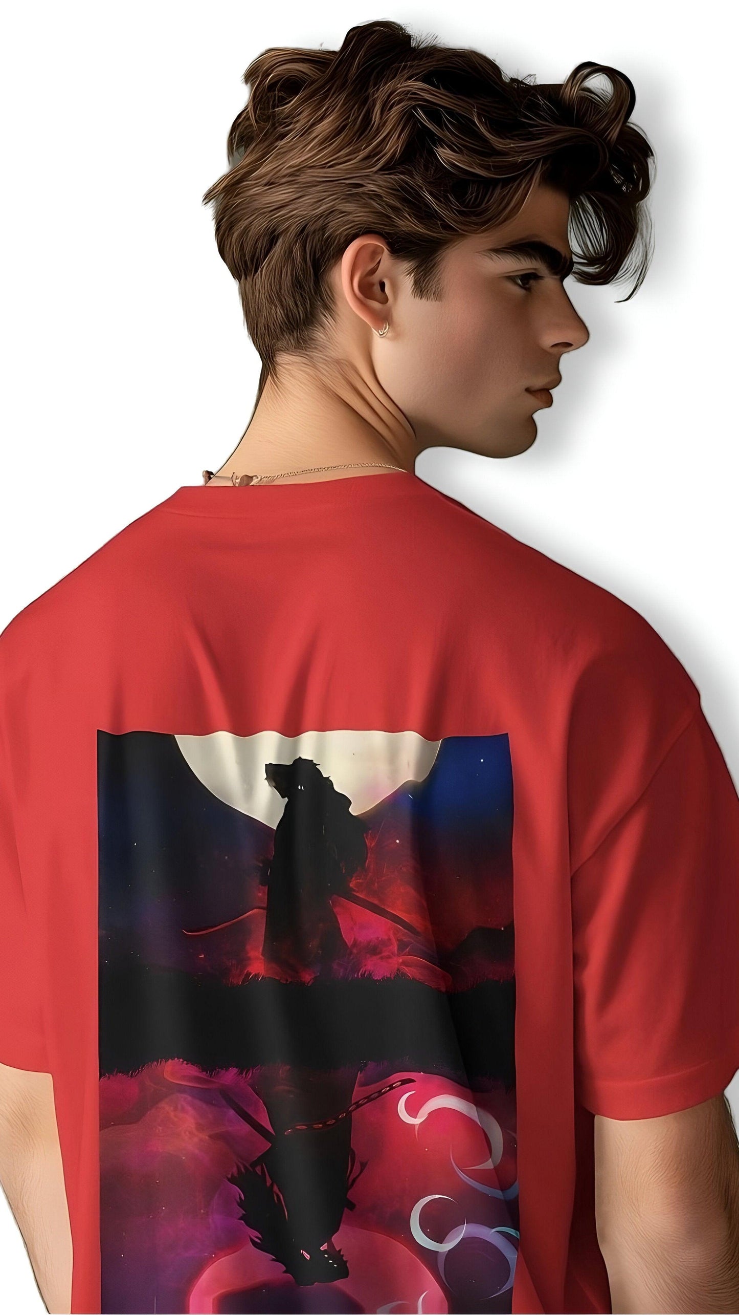 Kokushibo Anime Unisex Oversize T-shirt in Ferrari Red - The Nova India