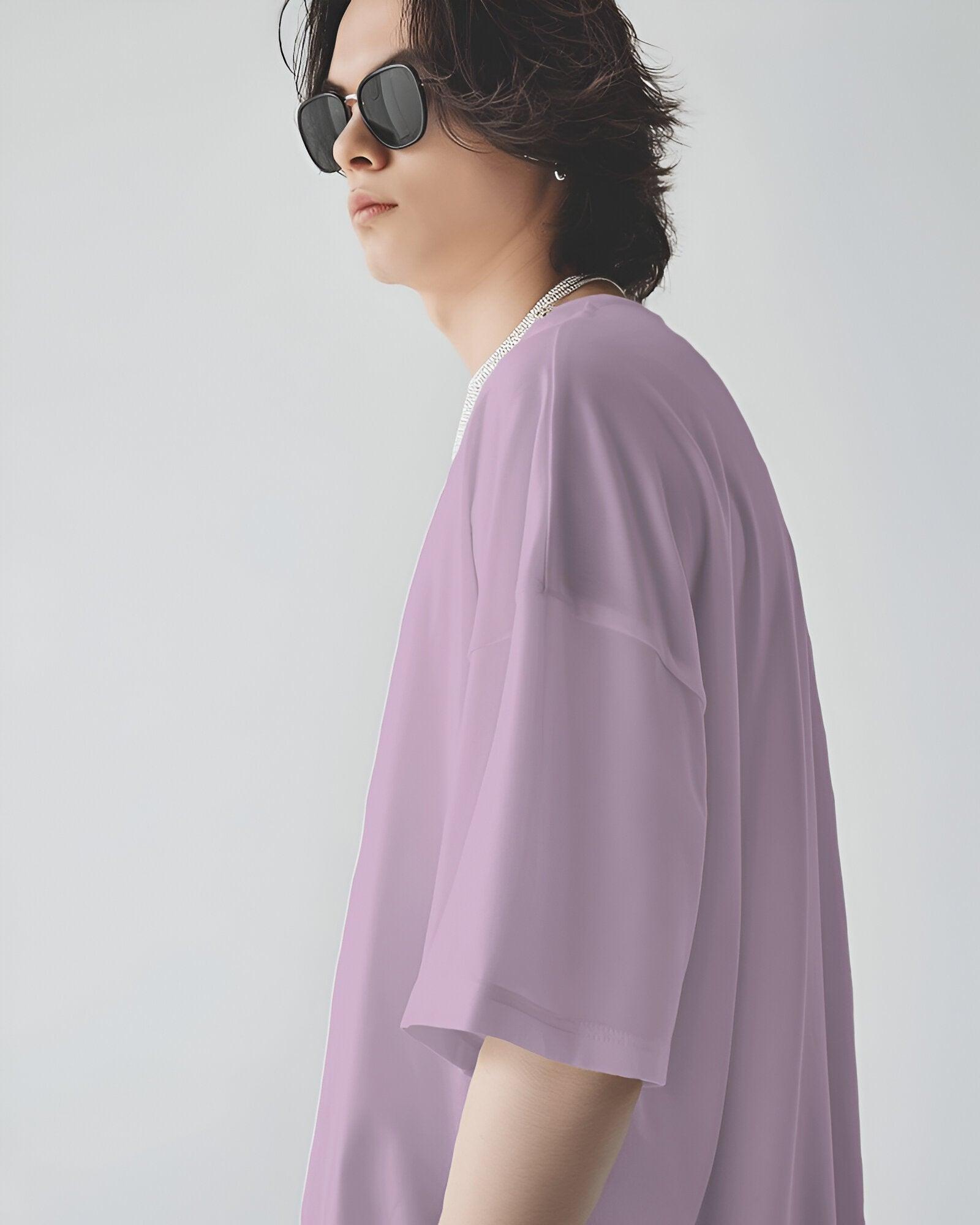 Lavender Drop Shoulder Oversize Unisex T-Shirt - The Nova India