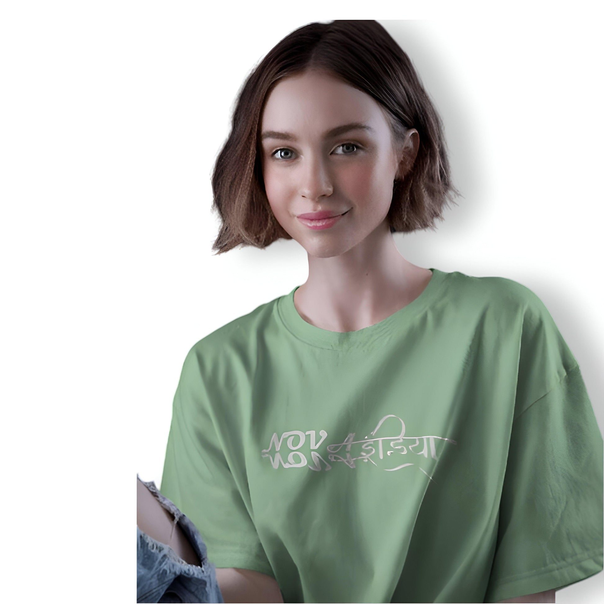 Sage Green Drop Shoulder Oversize Unisex T-Shirt - The Nova India